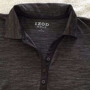 Izod Black Polo Shirt with Heathered Texture and Classic Collar